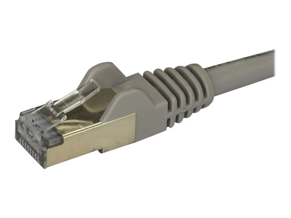 StarTech.com 50cm CAT6A Ethernet Cable, 10 Gigabit Shielded Snagless RJ45 100W PoE Patch Cord, CAT 6A 10GbE STP Network Cable w/Strain Relief, Grey, Fluke Tested/UL Certified Wiring/TIA - Category 6A - 26AWG (6ASPAT50CMGR)