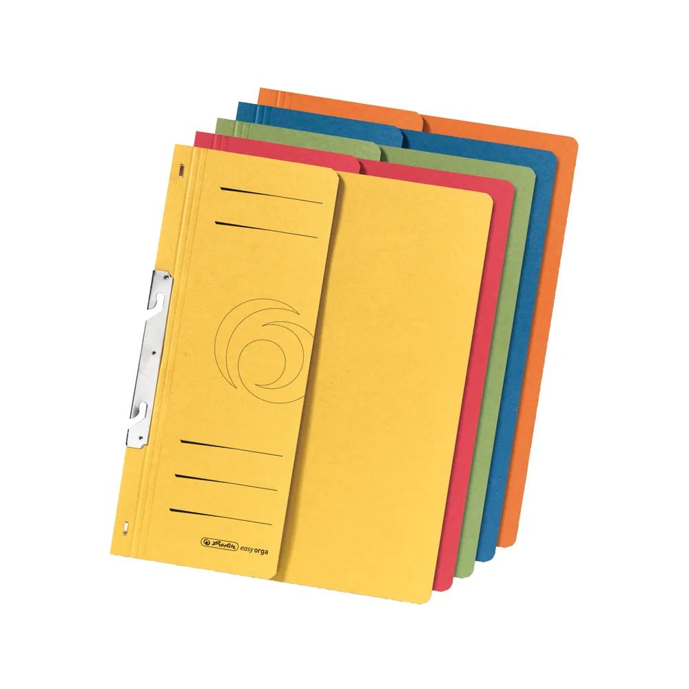 herlitz Einhakhefter, A4, 1/2 Vorderdeckel, farbig sortiert, 5er Packung