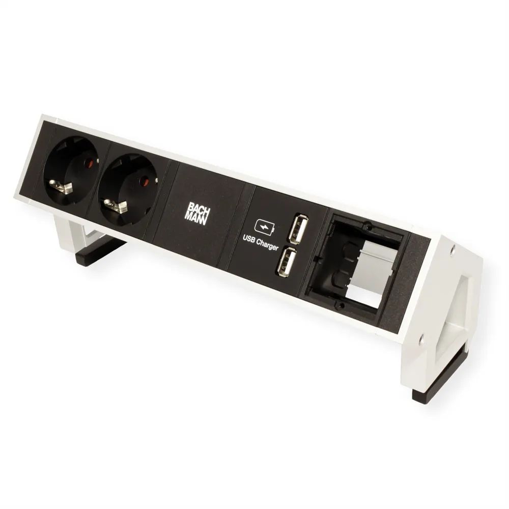 BACHMANN DESK2 2x Schutzkontakt 1x USB-Charger 1x ABD GST18, weiß