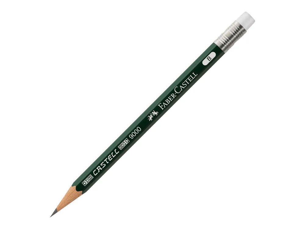 FABER-CASTELL CASTELL 9000 - Bleistift - B - mit Radierer (Packung mit 3)