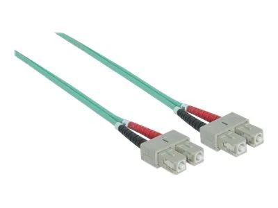 Intellinet Fiber Optic Patch Cable, OM3, SC/SC, 2m, Aqua, Duplex, Multimode, 50/125 µm, LSZH, Fibre, Lifetime Warranty, Polybag - Patch-Kabel - SC multi-mode (M)