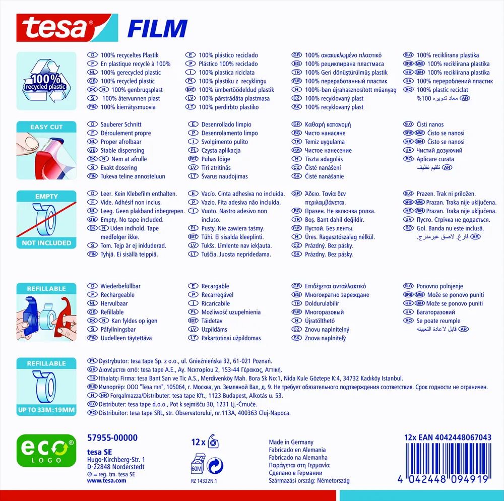Tesa 57955-00000-00 - Kunststoff - Grün - 10 m - 1,9 cm