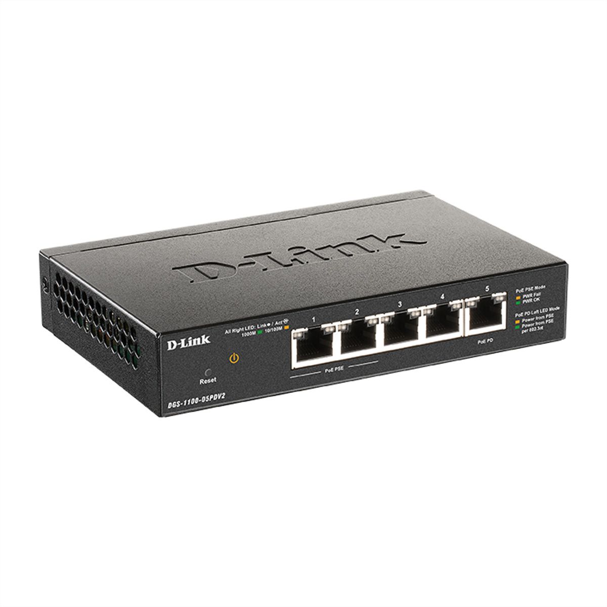 D-Link DGS 1100-05PDV2 - Switch - Smart - 5 x 10/100/1000 (2 PoE)