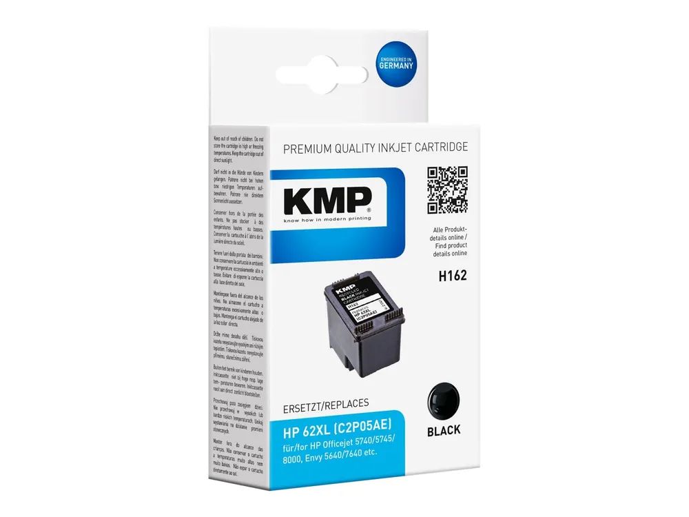 KMP H162 - 12 ml - Schwarz - kompatibel - Tintenpatrone (Alternative zu: HP 62XL, HP C2P05AE)