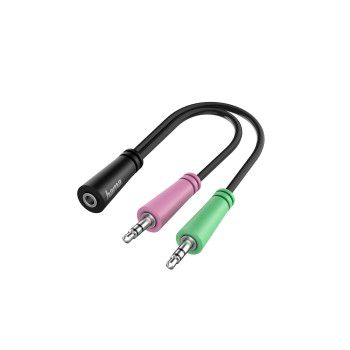 Hama Audio-Adapter, 2x 3pol. 3,5-mm-Klinke-Stecker - 4pol. 3,5-mm-Klinke-Headset