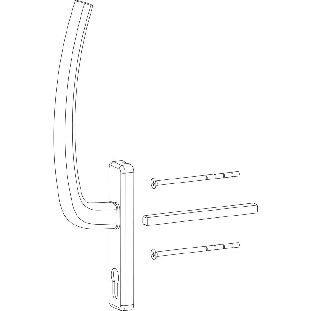 HAUTAU ATRIUM HS Griff PZ innen mit VK, TS 68-80 mm, Alu silber eloxiert