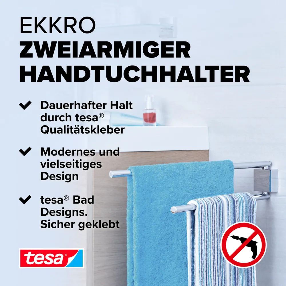 tesa® EKKRO Handtuchhalter 2-armig, verchromt
