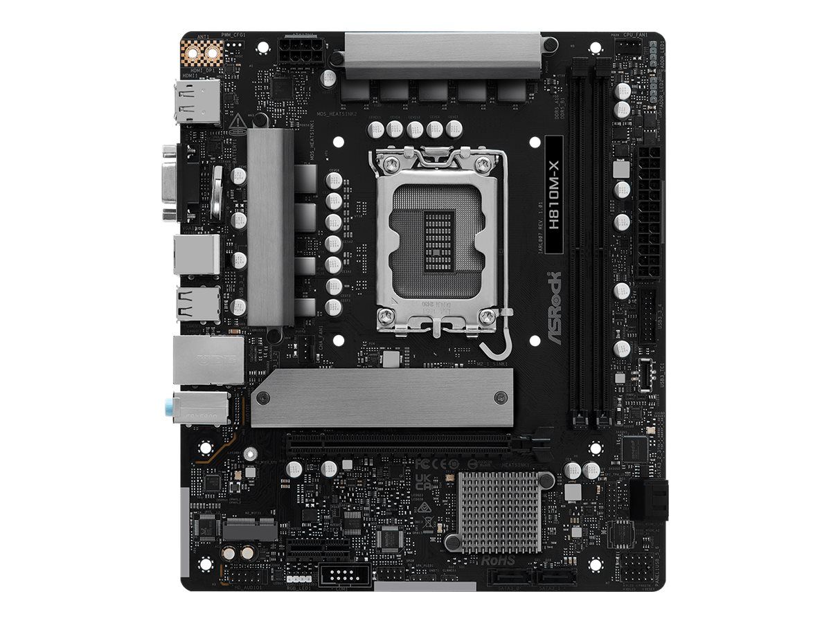 ASRock H810M-X - Motherboard - micro ATX - LGA1851-Sockel - H810 Chipsatz - USB-C 3.2 Gen 1, USB 3.2 Gen 1 - 2.5 Gigabit LAN - Onboard-Grafik (CPU erforderlich)