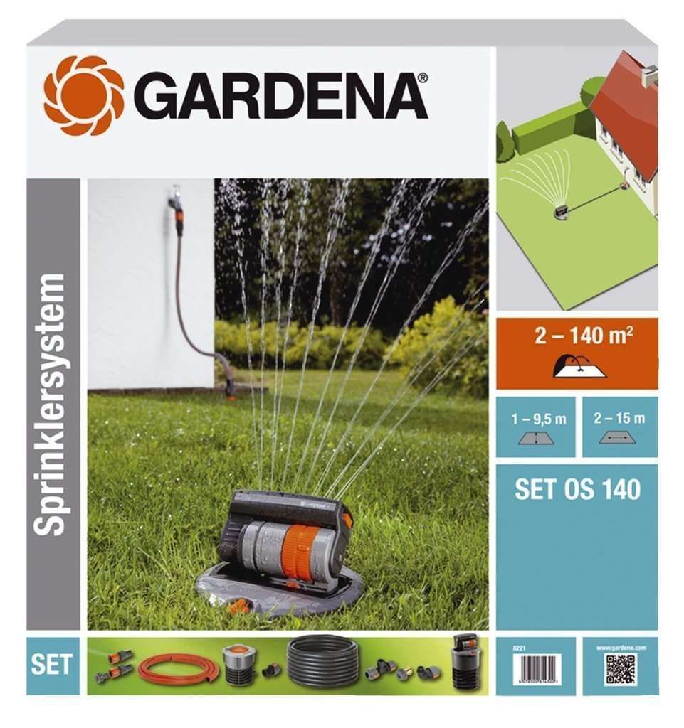 Gardena Sprinklersystem Komplett-Set mit Versenk-Viereckregner OS 140