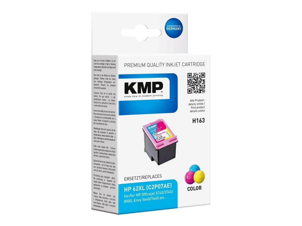 KMP H163 - 11.5 ml - Farbe (Cyan, Magenta, Gelb) - kompatibel - Tintenpatrone (Alternative zu: HP 62XL, HP C2P07AE)