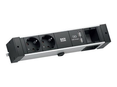 Bachmann DESK Rail - Steckdosenleiste - Ausgangsanschlüsse: 2 (2 x USB, 2 x Typ F)
