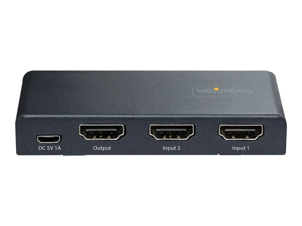 StarTech.com 2-Port 8K HDMI Switch, HDMI 2.1 Switcher 4K 120Hz/8K 60Hz UHD, HDR10+, HDMI Switch 2 In 1 Out, Auto/Manual Source Switching, Remote Control and Power Adapter Included - 7.1 Channel Audio/eARC (2PORT-HDMI-SWITCH-8K)