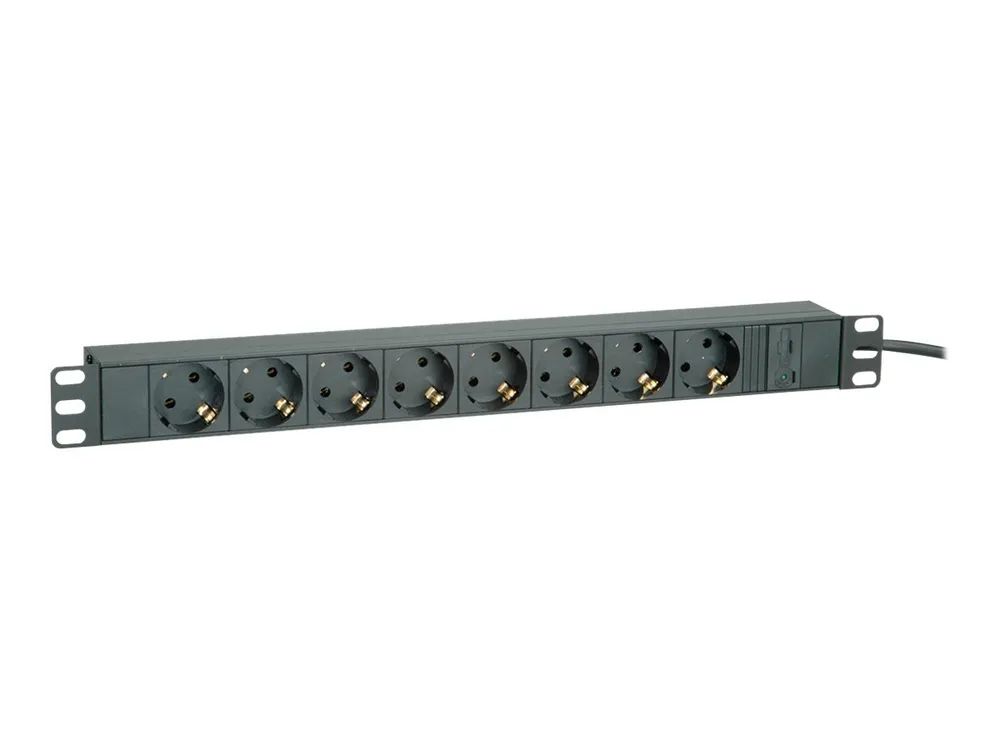 ROLINE Steckdosenleiste (Rack - einbaufähig) - 250 V - 2300 Watt - Eingabe, Eingang IEC 60320 C14 - Ausgangsanschlüsse: 8 - 1U - 48.3 cm (19")