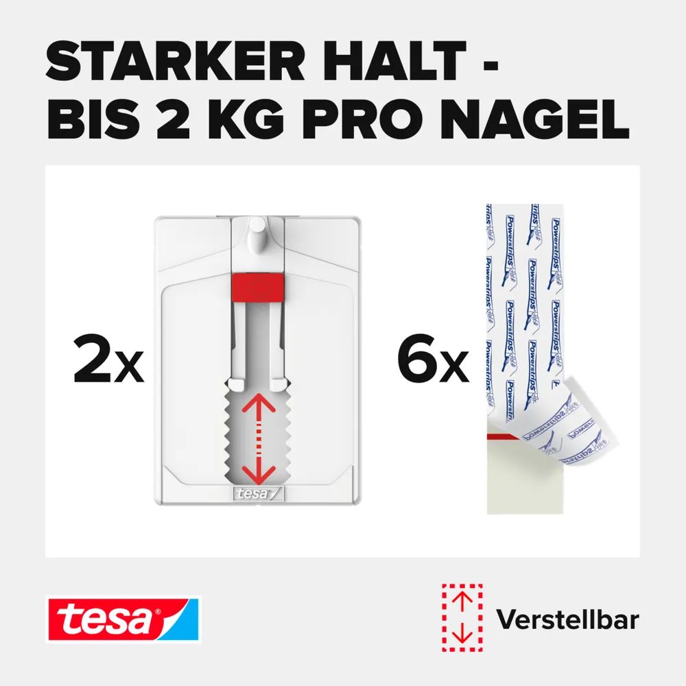 Tesa 77777 - Indoor - Universalhaken - Weiß - 2 kg - 2 Stück(e)