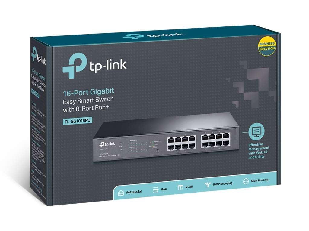 TP-LINK Easy Smart TL-SG1016PE - Switch - Smart - 8 x 10/100/1000 (PoE+)