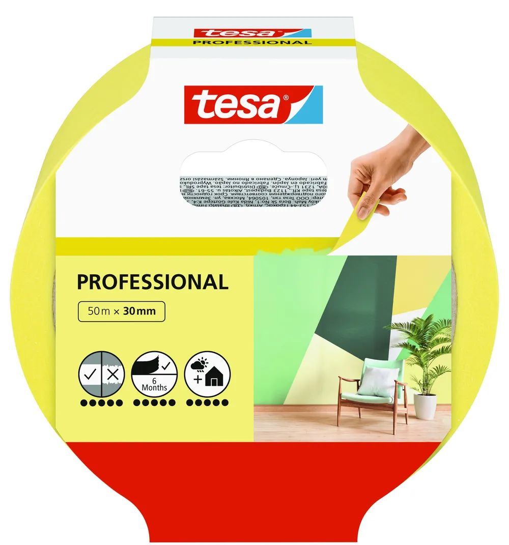 tesa® Malerkrepp Professional – Malerband für besonders präzises Abkleben