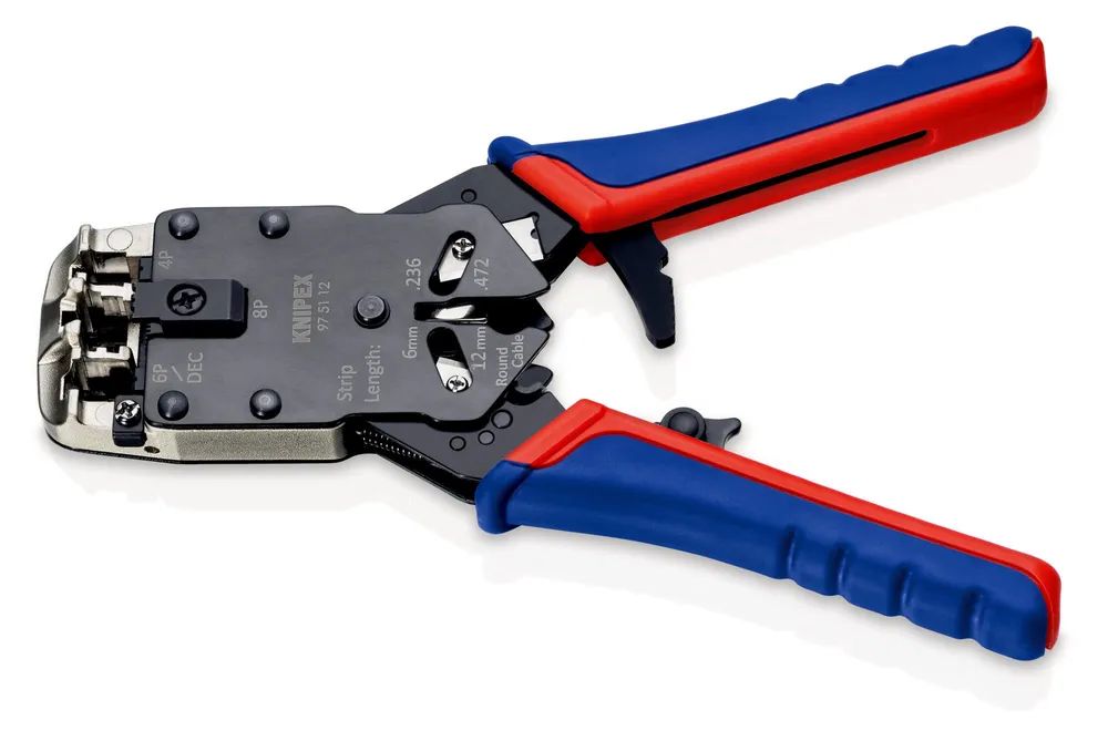 KNIPEX Crimpzange für Westernstecker mit Mehrkomponenten-Hüllen brüniert 200 mm