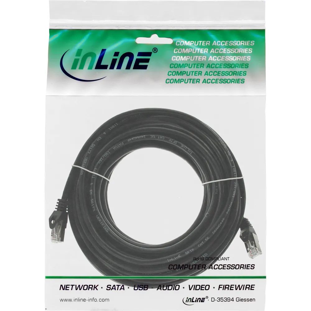 InLine Patchkabel - F/UTP - Cat.5e - schwarz - 10m