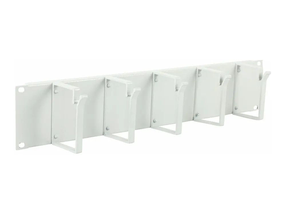 Lanview by Logon - Rack-Kabelorganizer (horizontal / vertikal) - 5 hooks - weiß, RAL 7035 - 2U - 48.3 cm (19")
