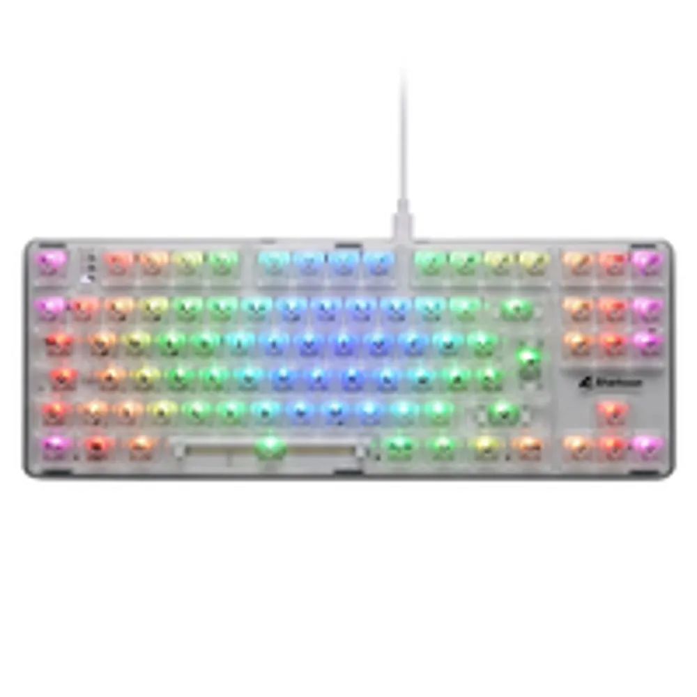 Sharkoon Crystal Shark - Tastatur - Doppelmodus - 85% - compact TKL - Hintergrundbeleuchtung - kabellos - 2.4 GHz, USB - QWERTZ - Deutsch - Tastenschalter: KTT Switch (Hot-swappable)