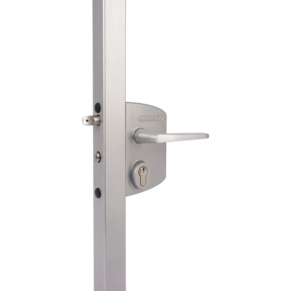 Locinox Gittertorschloss-Set LAKQ4040 U2L, PZW, für Vierkantrohr, Aluminium silberfärbig