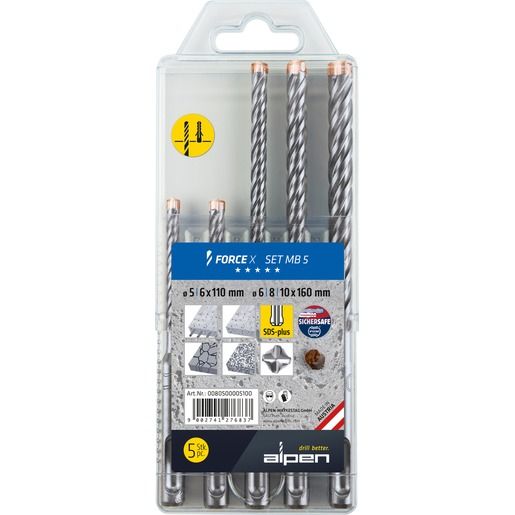 Alpen-Maykestag KASSETTE MB5 5 TLG. / ALPMAY SATZ SDS+ FORCE X 80500005100