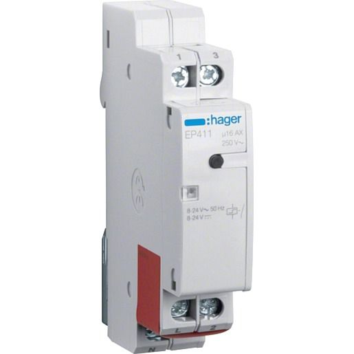 Hager FERNSCHALTER 8-24VAC/DC 16A 1S / HAGER EP 411 ELEKTRONISCH. EP411