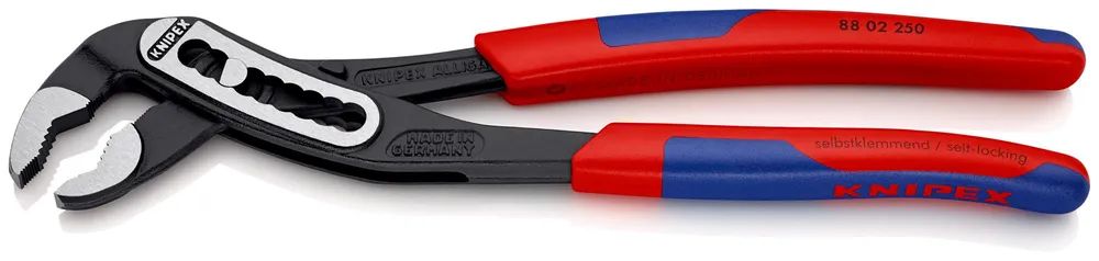 KNIPEX Alligator® Wasserpumpenzange mit schlanken Mehrkomponenten-Hüllen schwarz atramentiert 250 mm