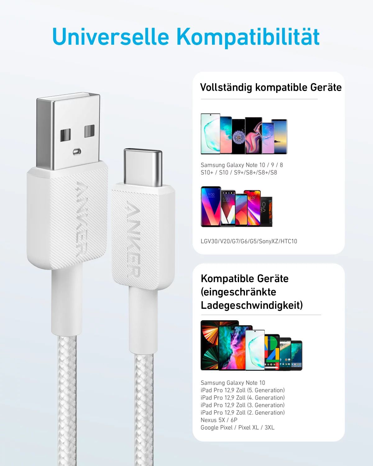 Anker 322 USB-A to USB-C Cable 6ft Brai