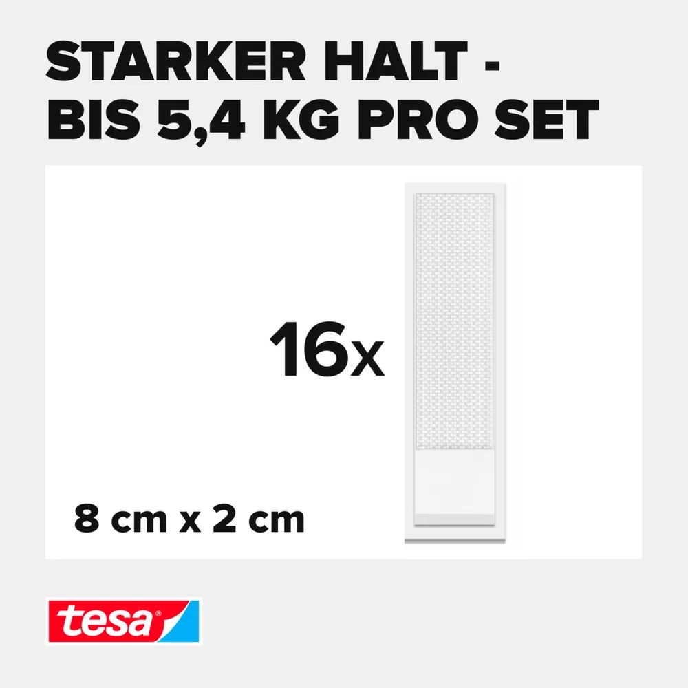 tesa® Powerstrips CLICK Klett-Klebepads, Medium 5,4 kg  (16 x 2 Stück)