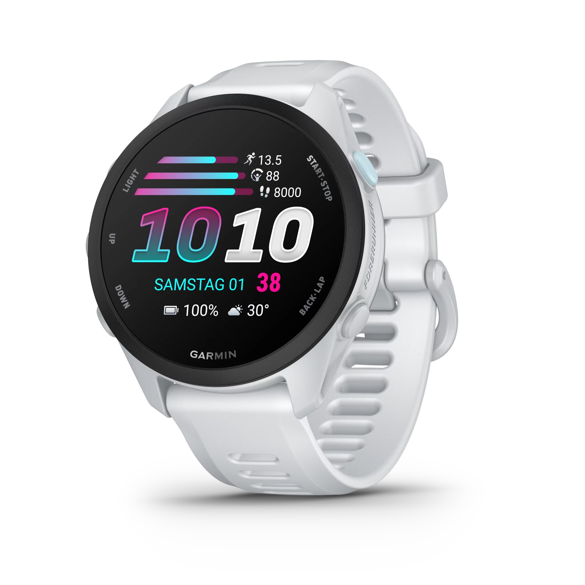 Garmin Forerunner 70 Steinweiss/Schwarz mit Schnellwechsel-Silikon-Armband