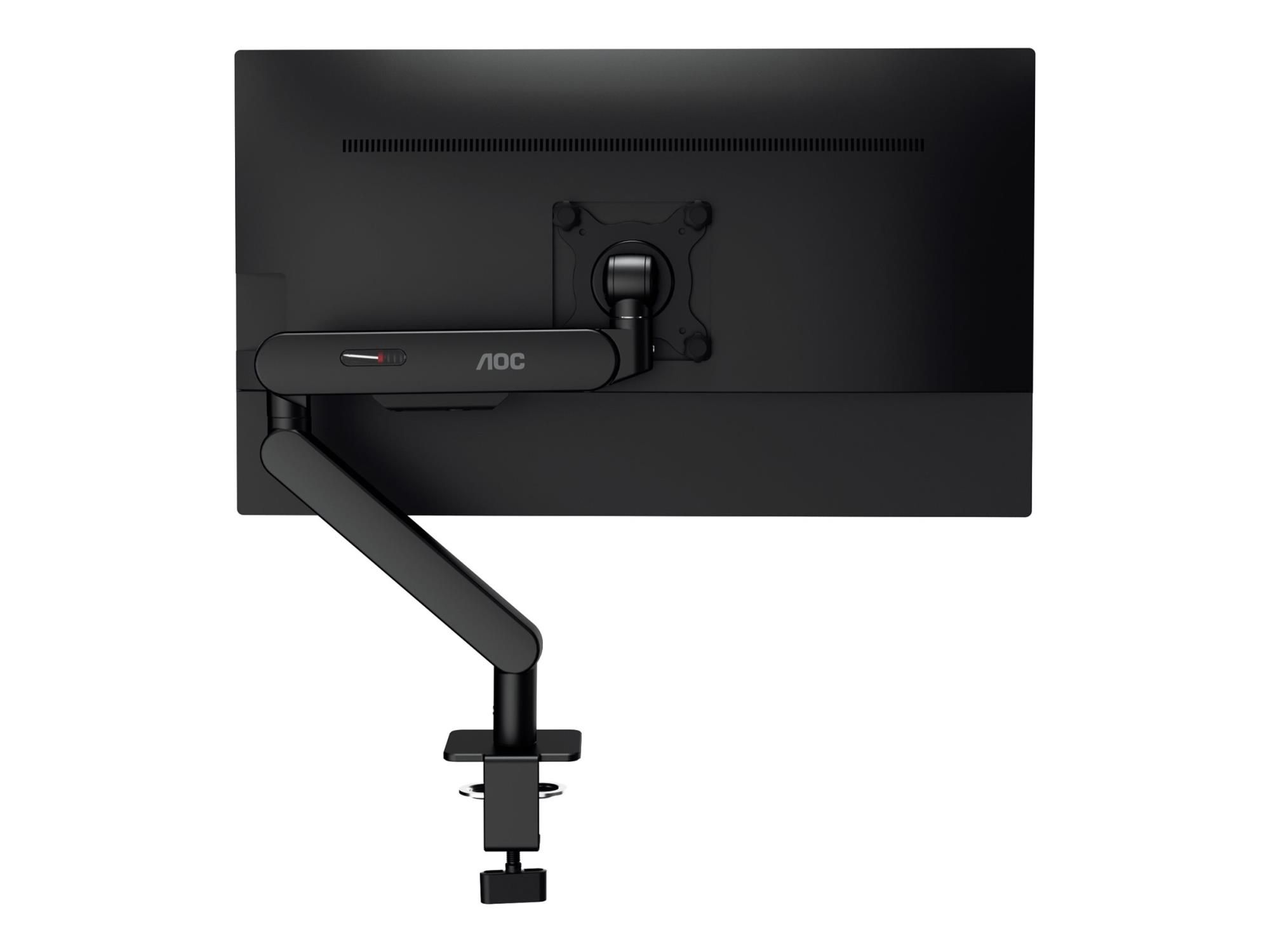 AOC AM400B - Befestigungskit (Monitorarm, Klemmmontagesockel, Tischplattenbohrung, Gasfeder) - einstellbarer Arm - für Flachbildschirm - Aluminiumlegierung - Schwarz - Bildschirmgröße: 43.18-86.36 cm (17"-34")