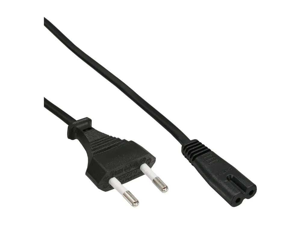 InLine Netzkabel - Netzstecker CEE7/16 Italien auf IEC-C7 Stecker - schwarz - 1,8m