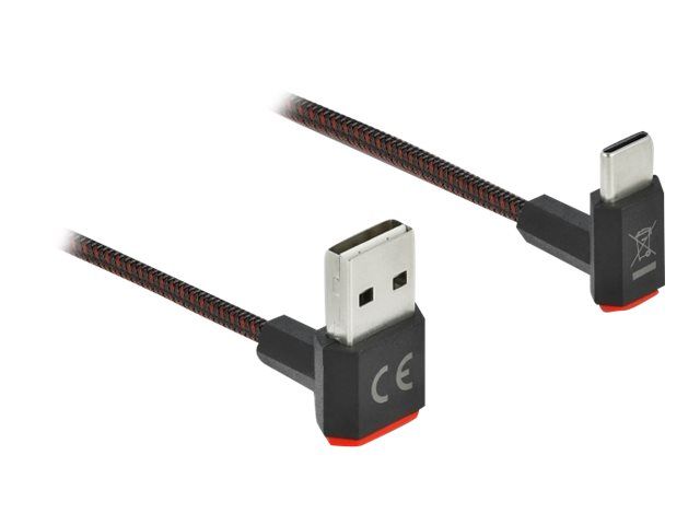 Delock Easy - USB-Kabel - USB (M) nach oben/unten abgewinkelt, doppelseitig zu USB-C (M)
