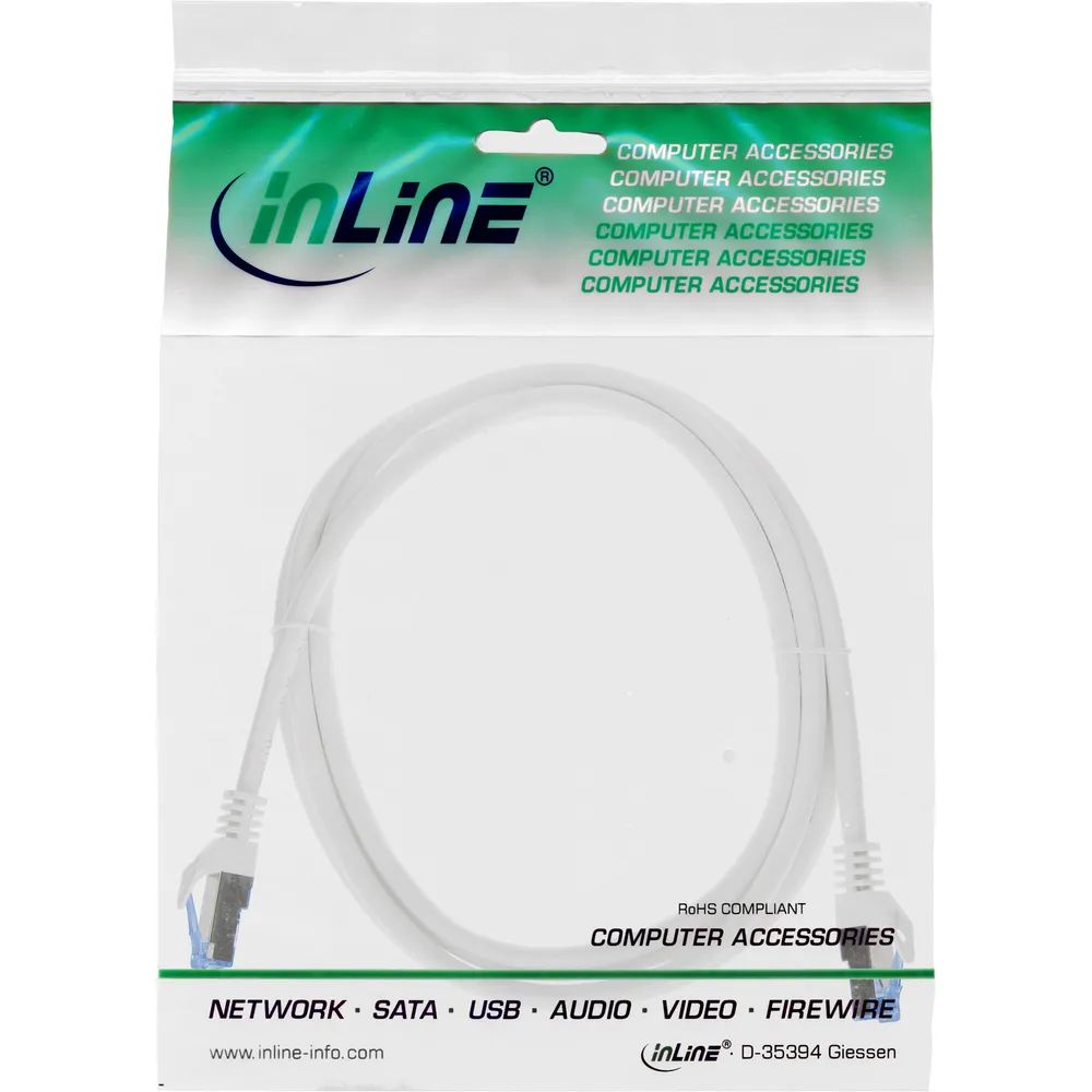 InLine Patchkabel - Cat.6A - S/FTP - TPE (LSZH) - CCA - weiß - 0,5m