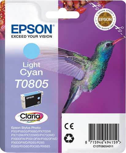 Epson T0805 Tinte Kolibri, Single, Sta., hell cyan