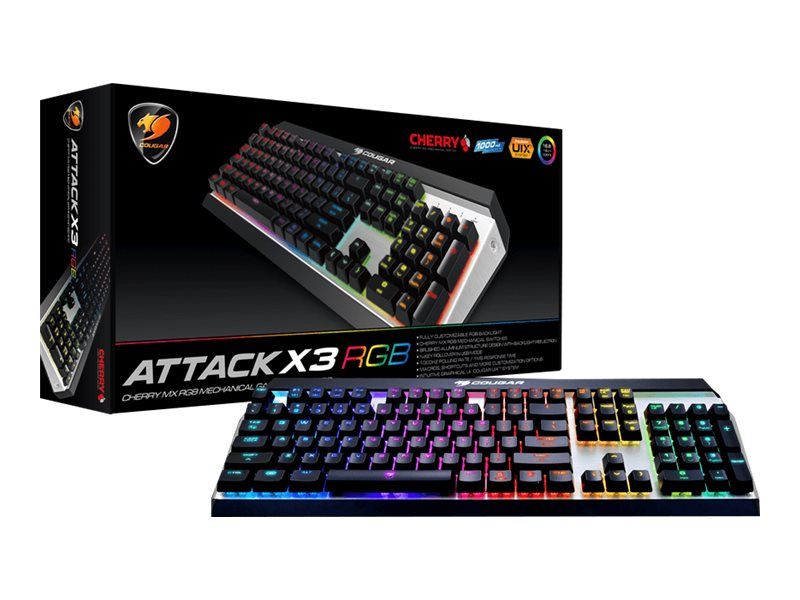 Cougar Gaming Attack X3 RGB - Full-size (100%) - USB - Mechanischer Switch - QWERTZ - RGB-LED - Schwarz - Silber