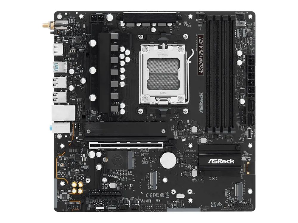 ASRock A620AM Pro-A WiFi AM5 mATX HDMI DDR5 - AMD Sockel AM5 (Ryzen Zen4) - Micro/Mini/Flex-ATX