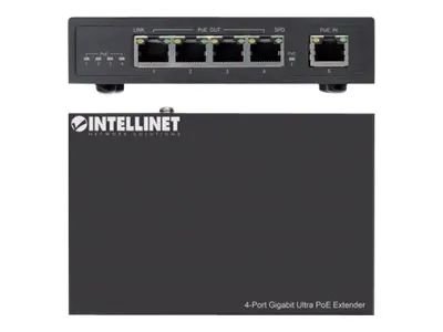 IC Intracom Intellinet 4-Port Gigabit Ultra PoE Extender, Adds up to 100 m (328 ft.)