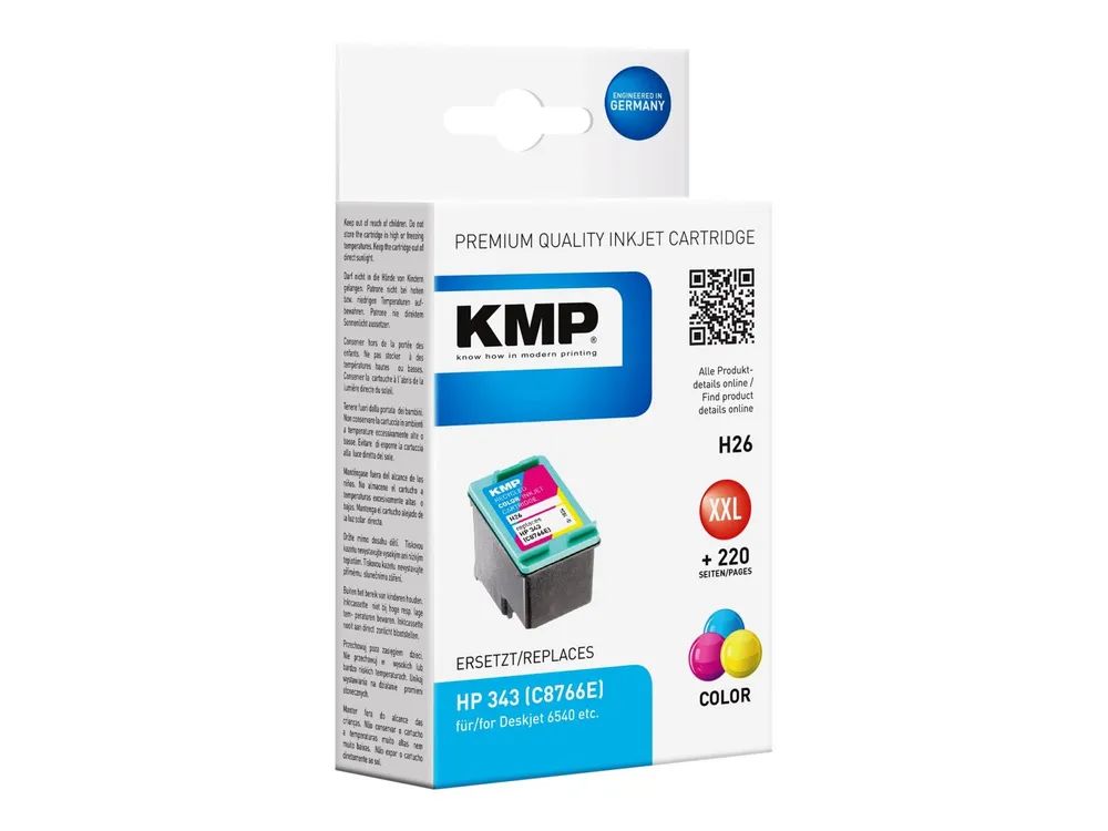 KMP H26 - 14 ml - Größe XXL - Farbe (Cyan, Magenta, Gelb) - kompatibel - Tintenpatrone (Alternative zu: HP 343, HP C8766EE)