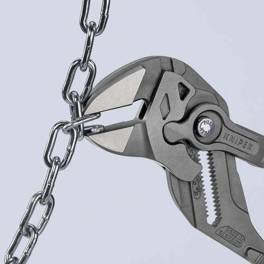 KNIPEX Zangenschlüssel Zange und Schraubenschlüssel in einem Werkzeug mit rutschhemmendem Kunststoff überzogen grau atramentiert 300 mm
