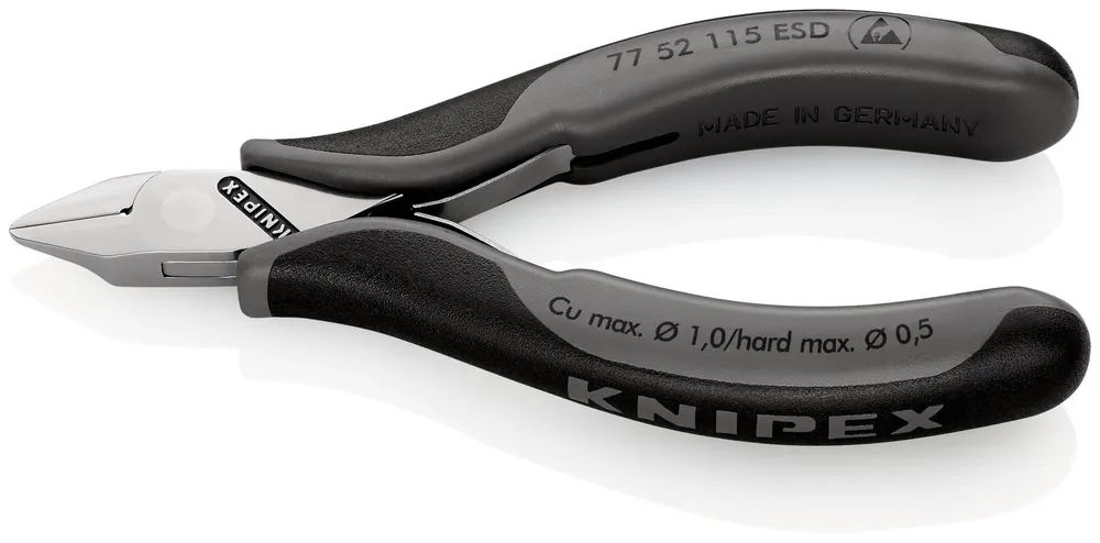 KNIPEX Elektronik-Seitenschneider ESD mit durchgestecktem Gelenk mit Mehrkomponenten-Hüllen 115 mm