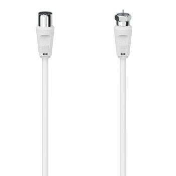 Hama SAT-Anschlusskabel, F-Stecker - Koax-Kupplung, 1,5 m, 90 dB, Weiß