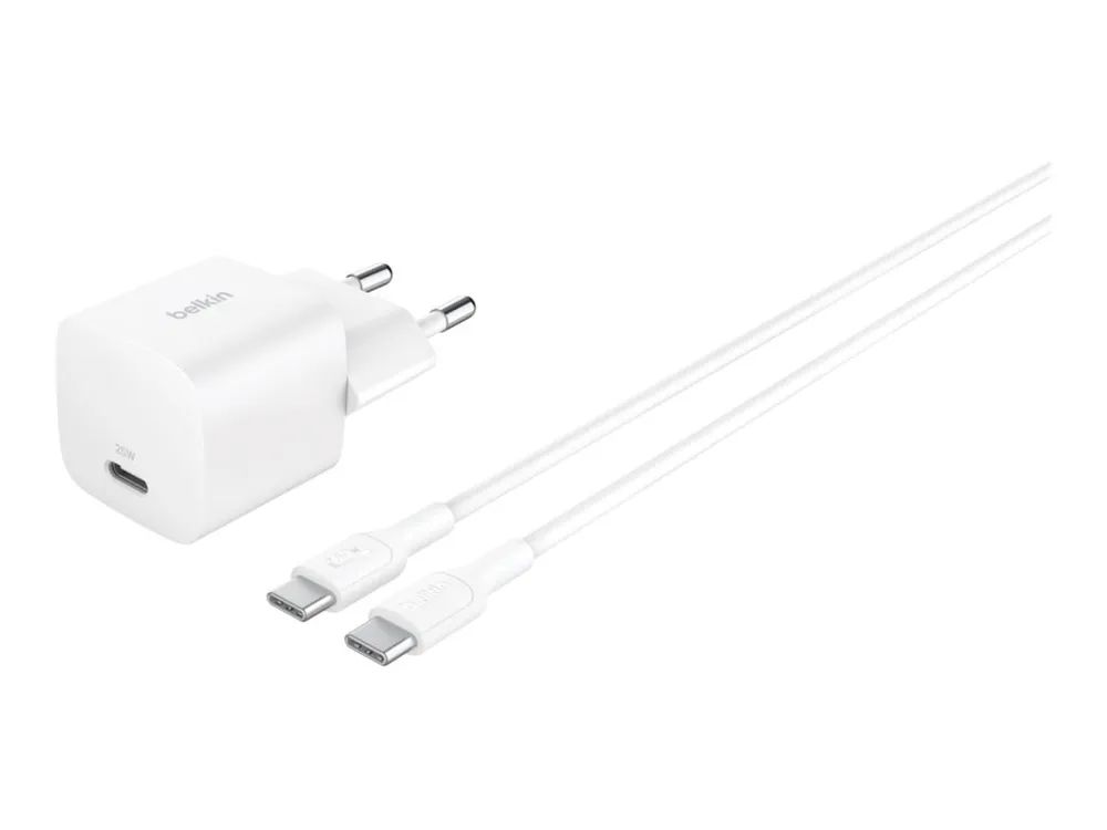Belkin 25W USB PD Wall Charger with PPS WHT w/1m C-C Cable - Digital/Daten