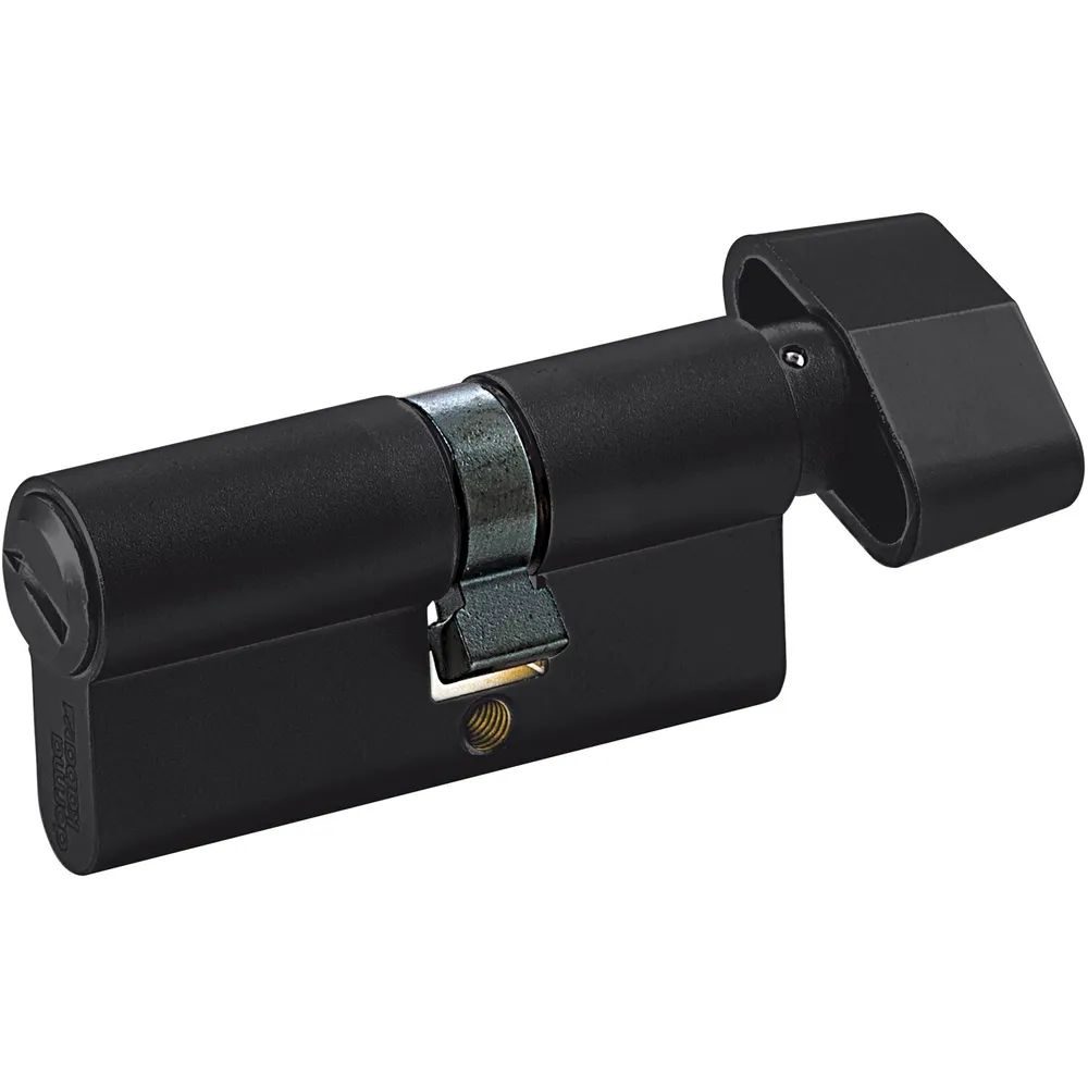 Dormakaba WC-Zylinder m. Drehknauf innen, 35,5/27,5 mm, Messing schwarz matt