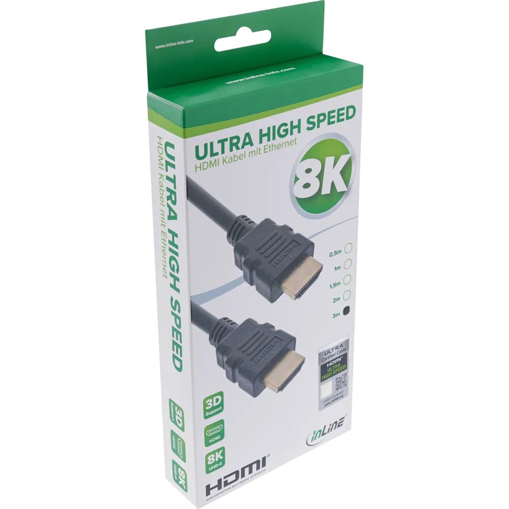 InLine Zertifiziertes HDMI Kabel - Ultra High Speed HDMI - 8K4K - 3m