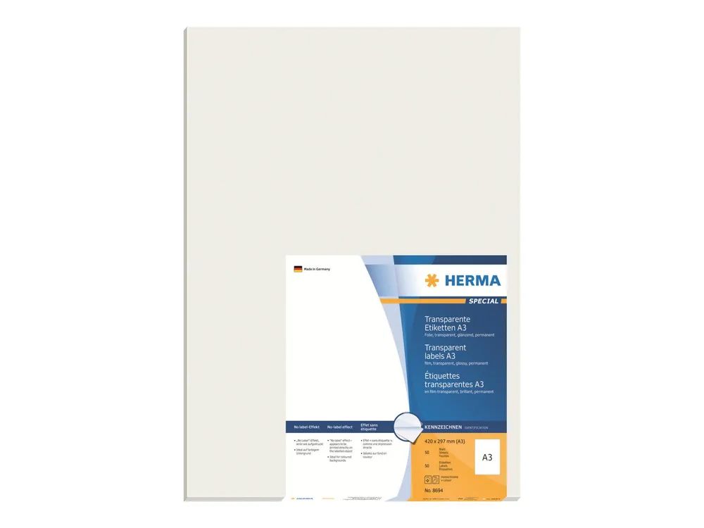 HERMA Special - Hochglänzend - permanent selbstklebend - durchsichtig - A3 (297 x 420 mm)