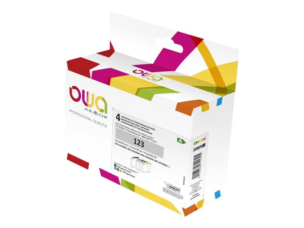 Armor OWA - 4er-Pack - Schwarz, Gelb, Cyan, Magenta - kompatibel - wiederaufbereitet - Tintenpatrone (Alternative zu: Brother LC123)