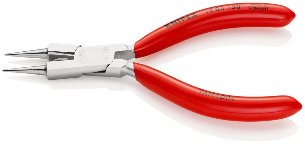 KNIPEX Rundzange mit Schneide (Schmuckbiegezange) mit Kunststoff überzogen verchromt 130 mm