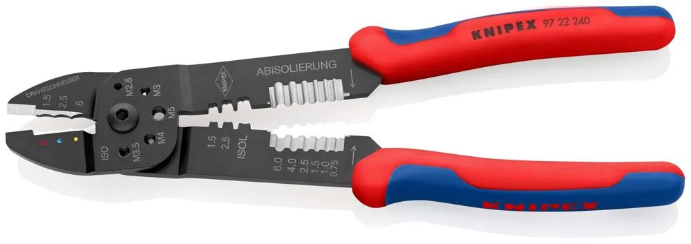 KNIPEX Crimpzange mit Mehrkomponenten-Hüllen schwarz lackiert 240 mm